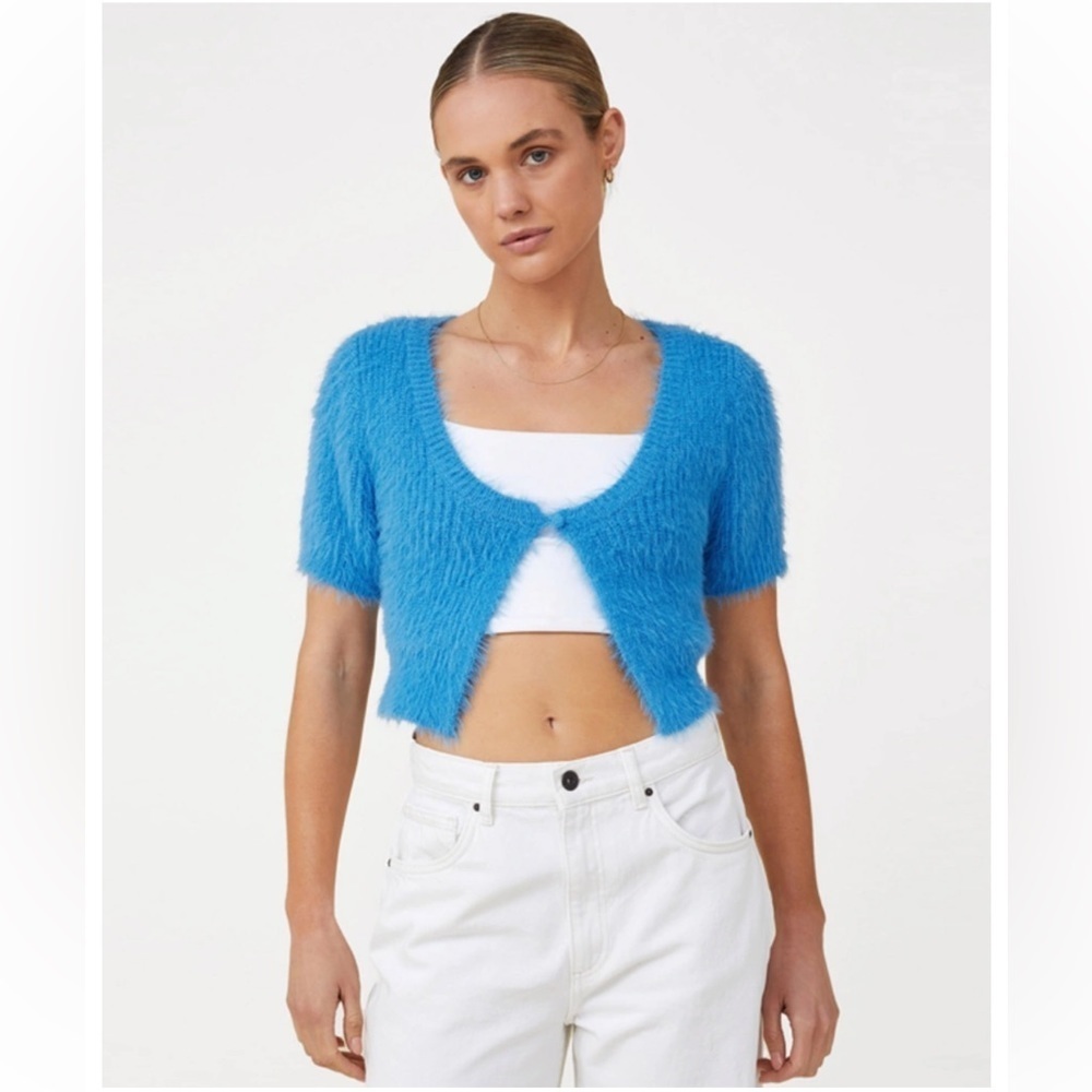 Cotton on Fluffy Short Sleeves Cardigan Size L